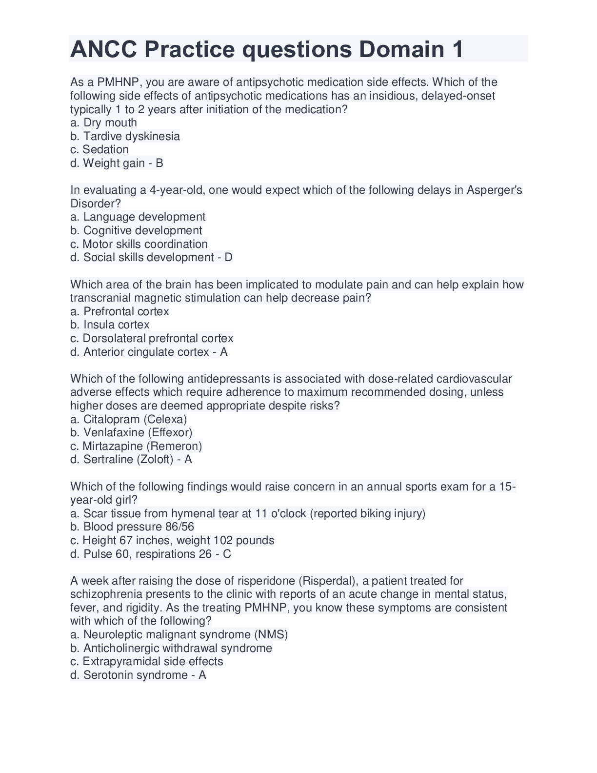 Preview image for ANCC Practice questions Domain 1